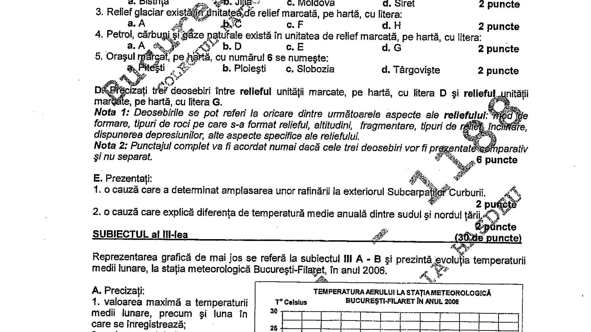 BAC 2011: SUBIECTELE LA GEOGRAFIE