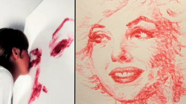 Cum reuseste o tanara sa picteze portrete numai cu ajutorul buzelor. FOTO