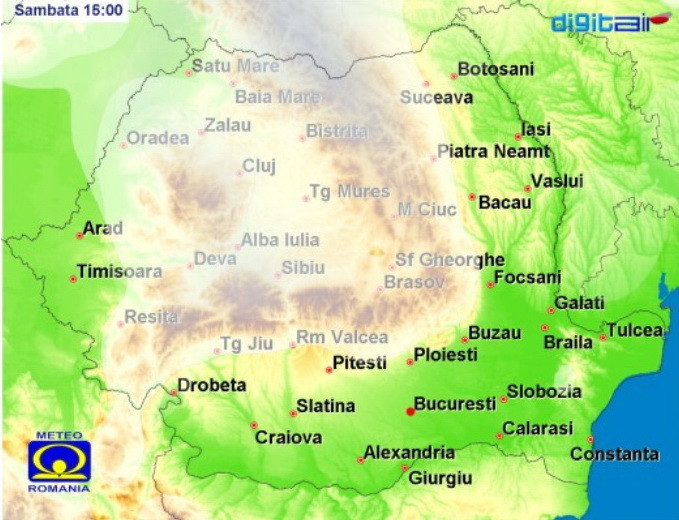 Cod galben pentru toata tara. Vijelii si ploi in vest. Canicula in sud