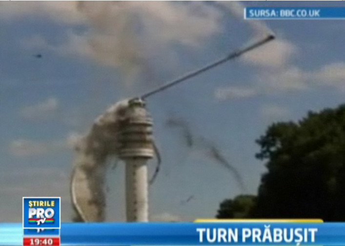 Imagini incredibile in Olanda. Un turn de telecomunicatii s-a prabusit in centrul tarii. VIDEO
