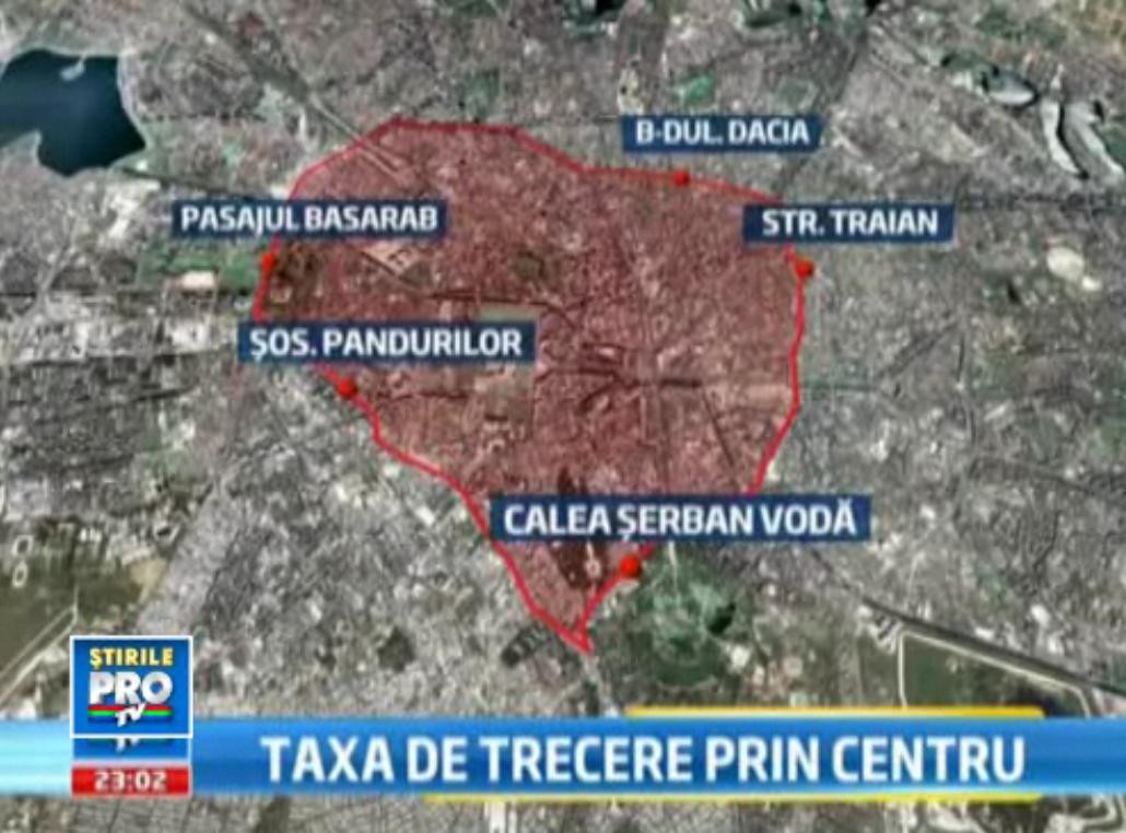 Harta zonei din Bucuresti unde se va introduce "Taxa pe Centru"