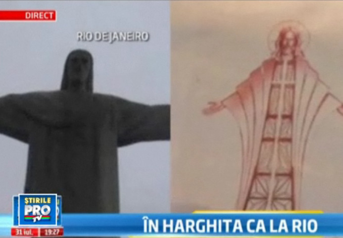 Atractia turistica a orasului Rio,mutata in inima Harghitei. Statuia lui Iisus, in replica mioritica