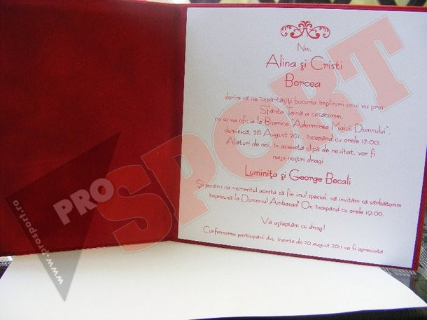 SUPER FOTO. Asa arata invitatiile la nunta lui Cristi Borcea cu Alina Vidican