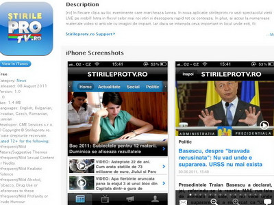 Stirileprotv.ro - cea mai accesata aplicatie Iphone de stiri. Pro FM conduce topul la radio