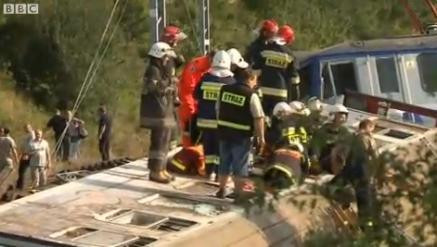 Tren de calatori deraiat in centrul Poloniei. O persoana a murit si alte 56 au fost ranite. VIDEO