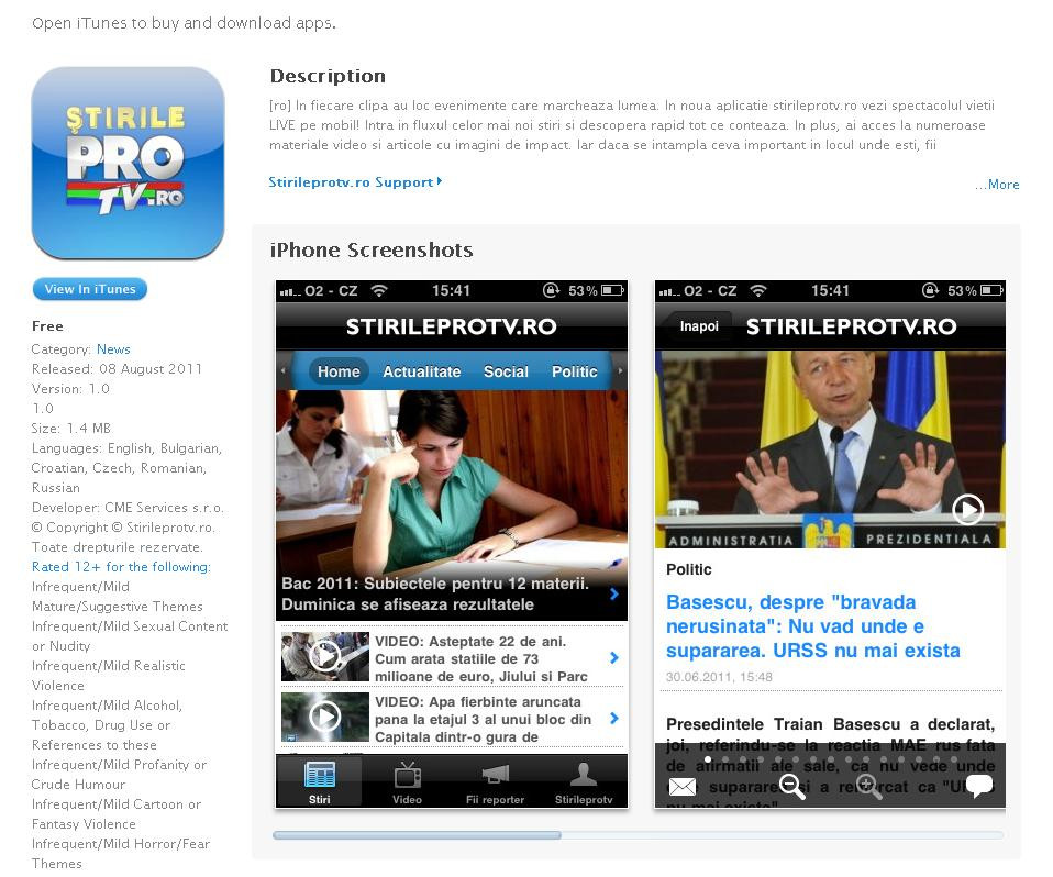 11.000 de romani au descarcat aplicatia iPhone StirileProTV. Urmeaza una dedicata Android