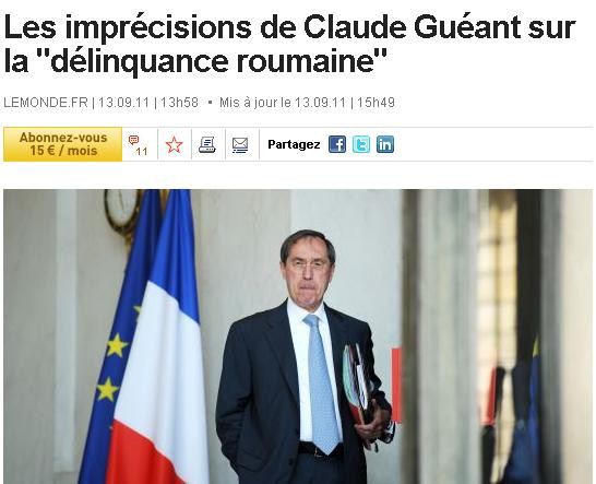 Le Monde critica masurile impotriva "delincventei care implica cetateni romani" pentru imprecizie
