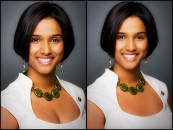 Parlamentul, prins cu Photoshopul. Au "corectat" o deputata pentru ca era cam...indecenta