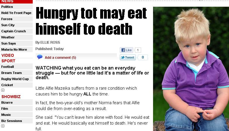 La numai 2 ani isi loveste mama daca nu il hraneste non-stop. Condamnat pe viata la o boala rara