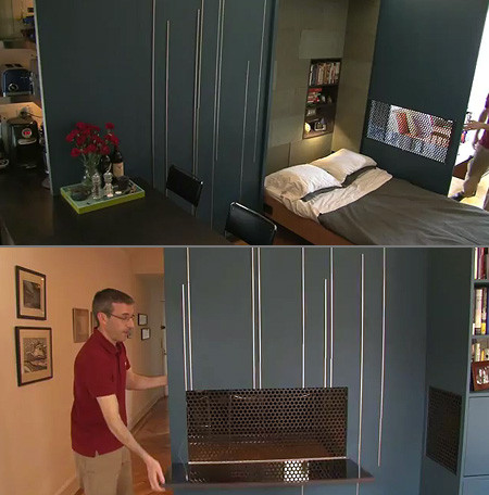 Garsoniera de 40 m², cu 4 camere - pat, canapea si birou. Optimus Prime ar fi mandru de metamorfoza