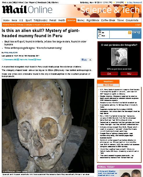 Scheletul care ar demonstra existenta extraterestrilor. Trei antropologi sunt de acord: "Nu este om"