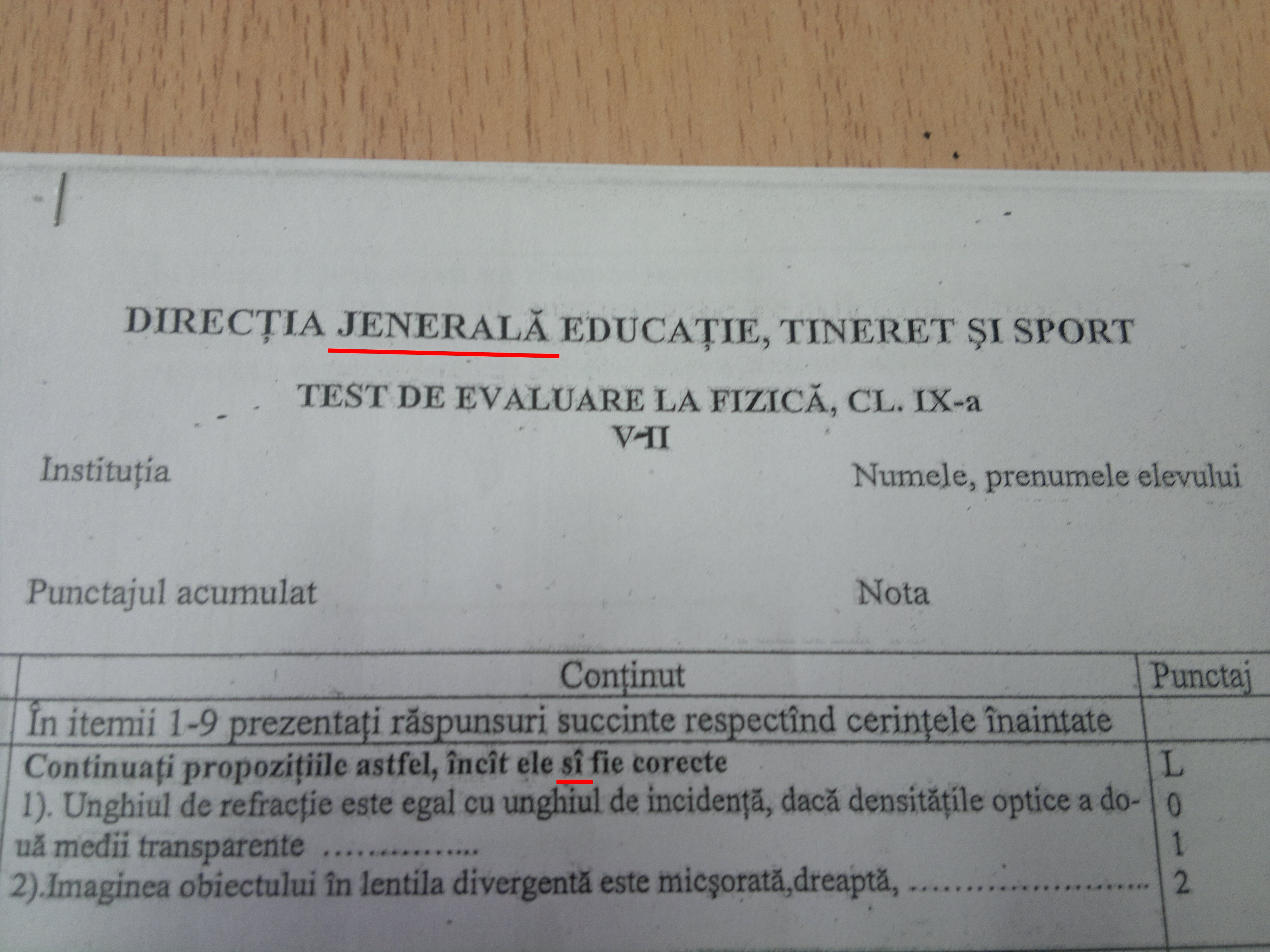 Ce test national la fizica au primit elevii de clasa a IX-a din Moldova, de la "Directia Jenerala"