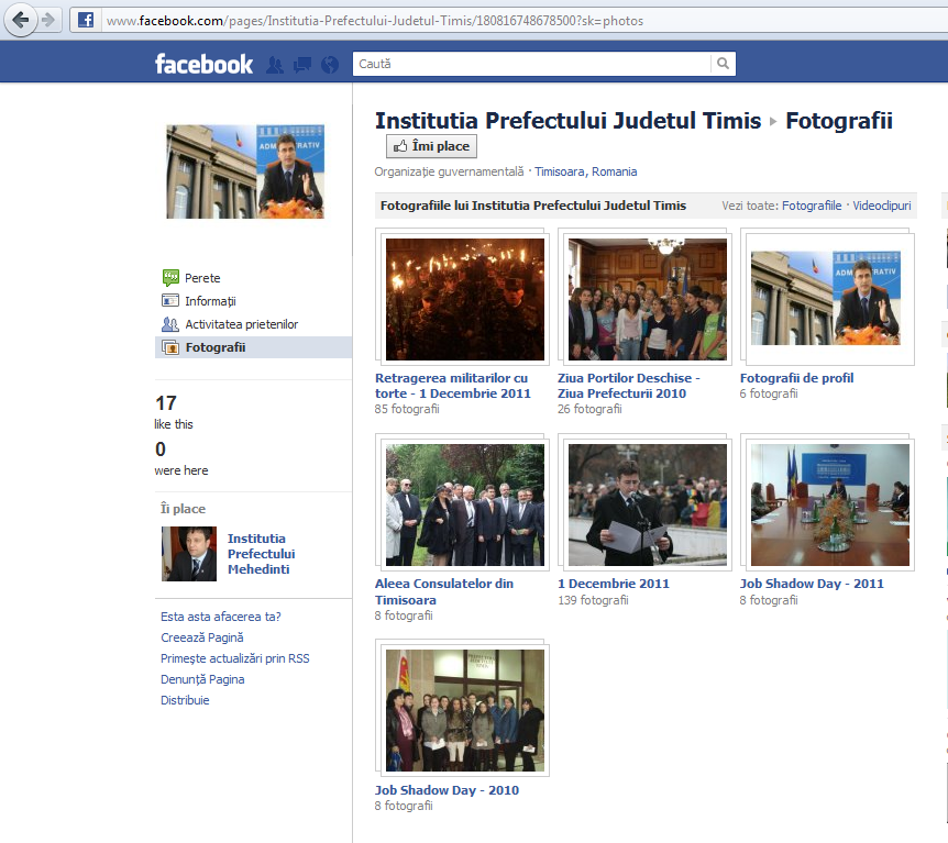 Prefectura Timis se promoveaza online. Si-a facut cont de Facebook