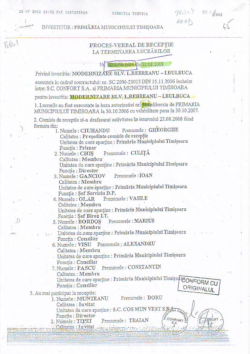 Explicatiile Primariei Timisoara: cum au fost falsificate sapte semnaturi pe documente oficiale