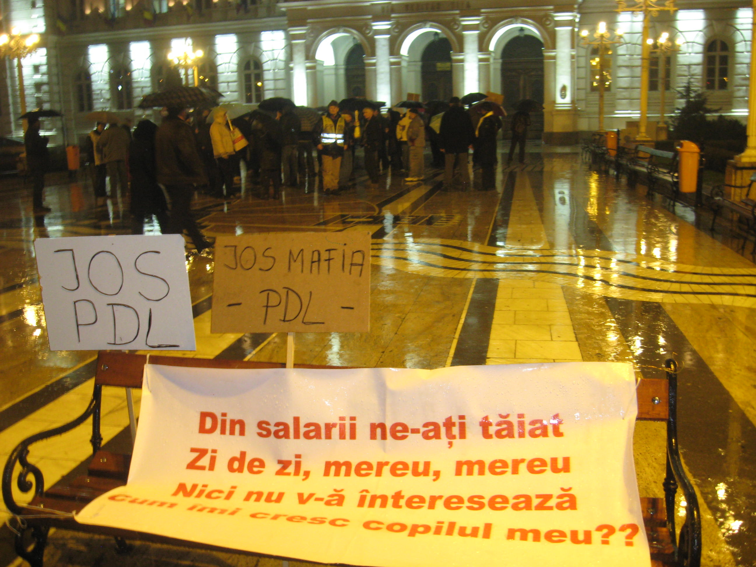 Aradenii au protestat agitand umbrele in loc de pancarte