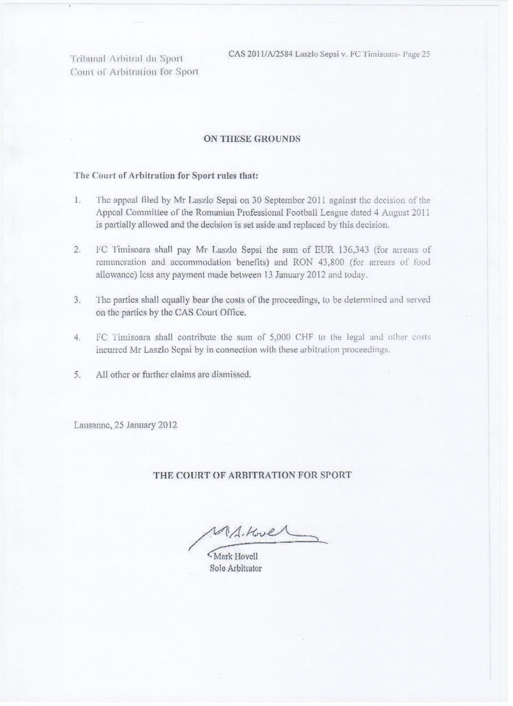 Iancu a dat publicitatii dovada că Sepsi este in continuare jucatorul lui Poli