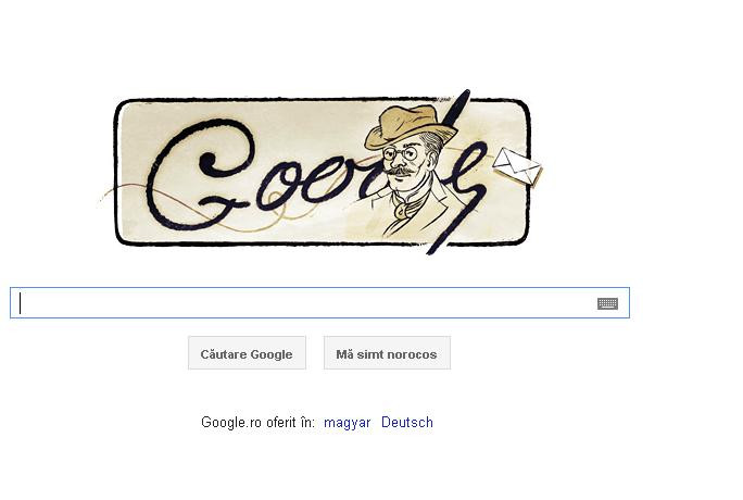 Al treilea roman pentru care Google isi schimba logo-ul. 160 de ani de la nasterea lui Caragiale