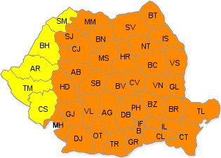 COD PORTOCALIU de ger in aproape toata tara. Indicele de racire va cobori sub -32 de unitati