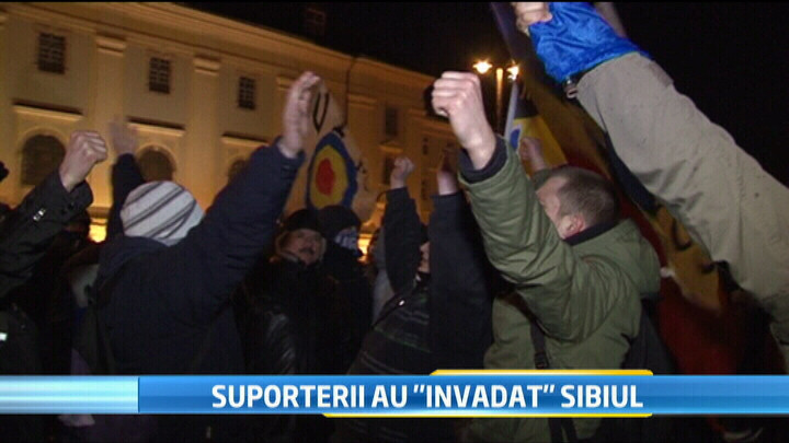 Protest al suporterilor din fotbal la Sibiu, impotriva legii pentru stoparea violentei din sport