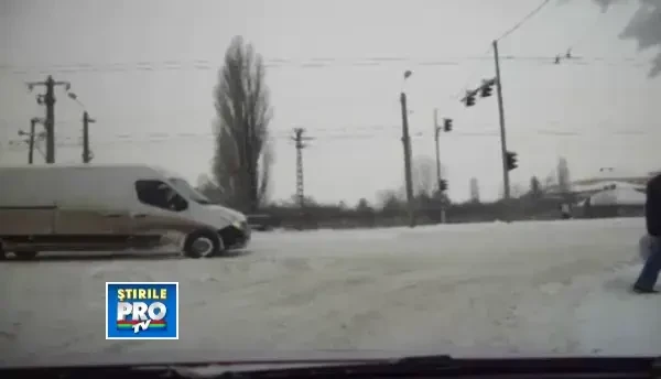 Zapada peste Timisoara. Filmare din masina.