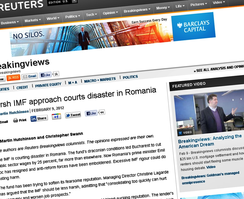Analiza Reuters: in Romania, FMI a fost ca un "vampir" si risca sa-i submineze democratia fragila
