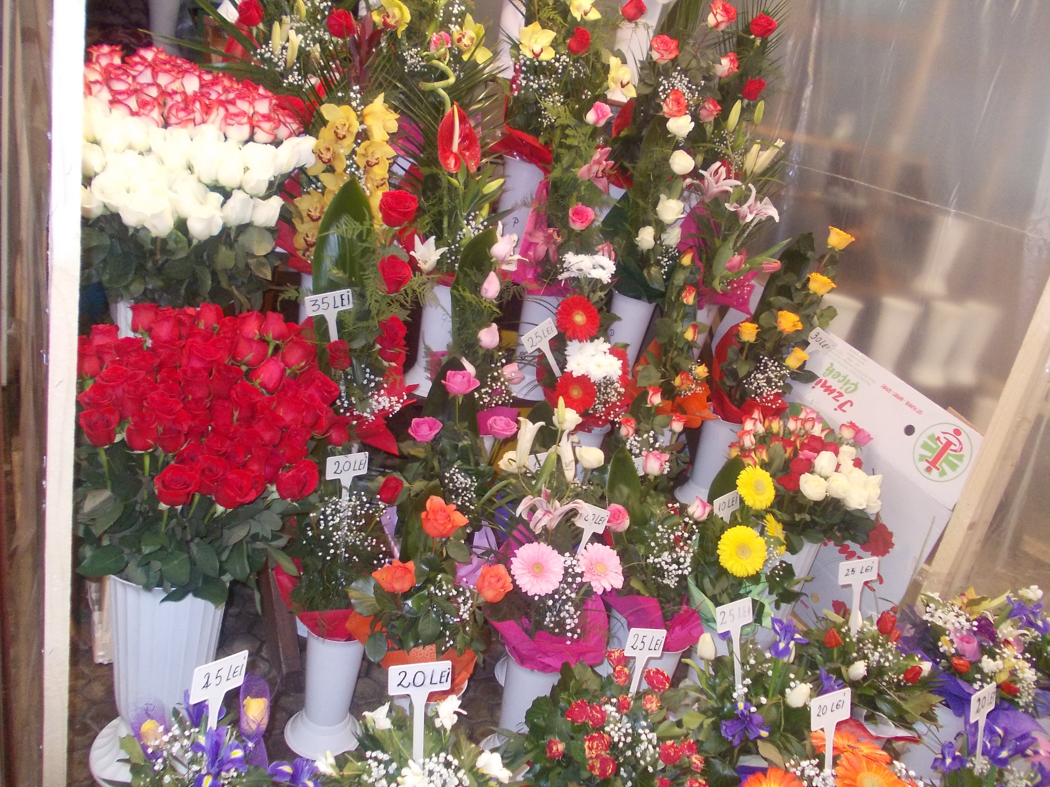 Cu petale de trandafiri, orhidee si lalele pe aeroterma. Cum s-au adaptat la ger vanzatorii de flori