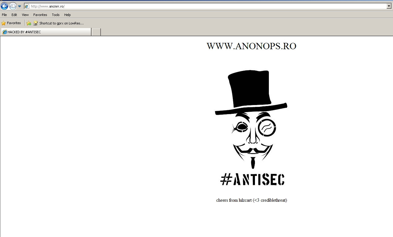 Anonymous a spart site-ul FMI Romania si acuza Guvernul ca foloseste software PIRATAT