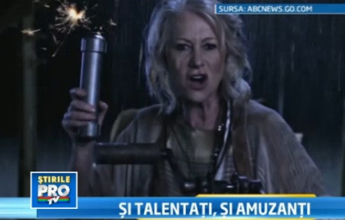 Parodie de Oscar: Meryl Streep cu mustata si Hellen Mirren pe post de luptator intergalatic