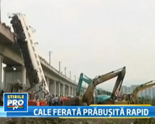 Siguranta nu poate fi copiata. O cale ferata construita in China, prabusita dupa o ploaie torentiala