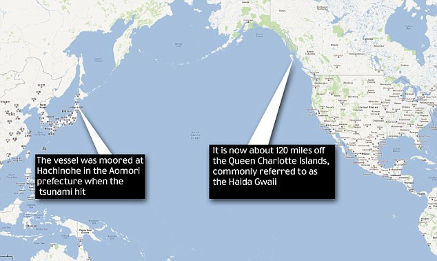 Nava "fantoma" care a calatorit mai bine de 7.500 de kilometri dupa tsunami-ul devastator din 2011