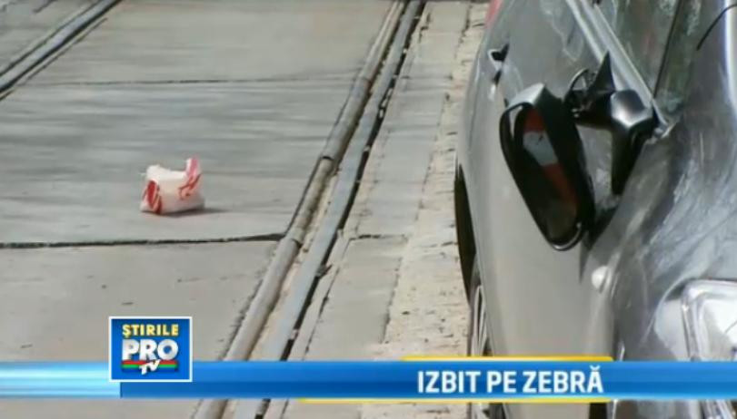 Batran spulberat pe o trecere de pietoni din Bucuresti.VIDEO