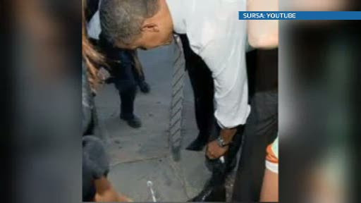 Obama, stropit cu iaurt de o tanara. "Agentul Secret Service statea si se uita la ea"