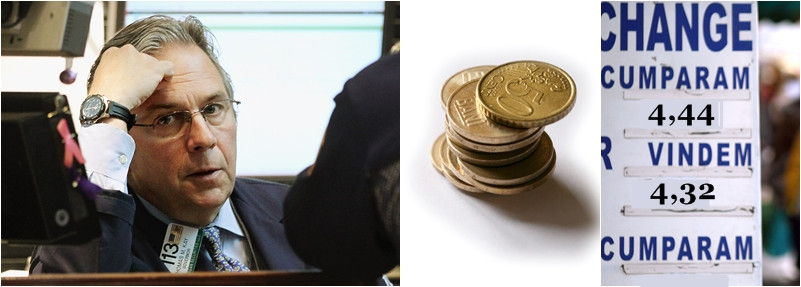 Cursul valutar, cea mai mare cotatie din istorie: 4,39 lei/euro. La casele de schimb: 4,44 lei/euro