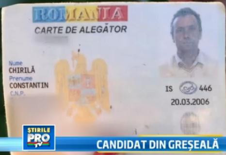 Candidat la primarie din GRESEALA. "Chistol", rapit si inscris in cursa electorala fara voia lui