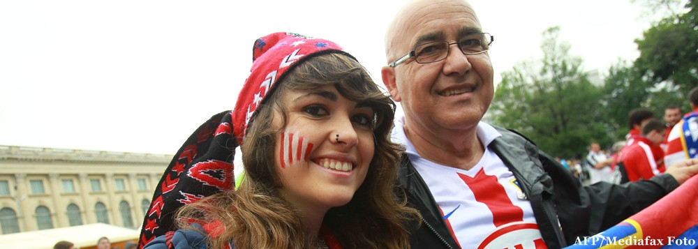 Piata George Enescu, cartierul general al fanilor lui Atletico Madrid
