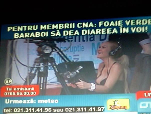 Mesajul televiziunii pedepsita pentru incalcarea legilor TV, catre CNA