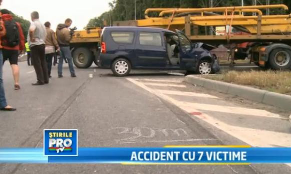 Accident violent pe centura Capitalei. Sapte persoane au fost ranite; un barbat este in stare grava