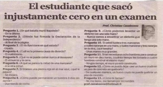 FOTO. Testul la care un elev a luat NOTA ZERO, desi a raspuns CORECT la toate intrebarile