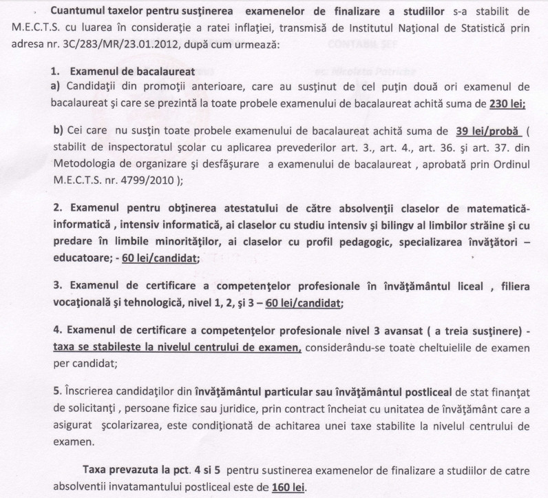 taxe si tarife la Bac