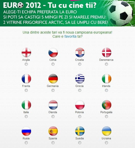 Tu ne spui cu cine tii la EURO, noi iti dam super premii