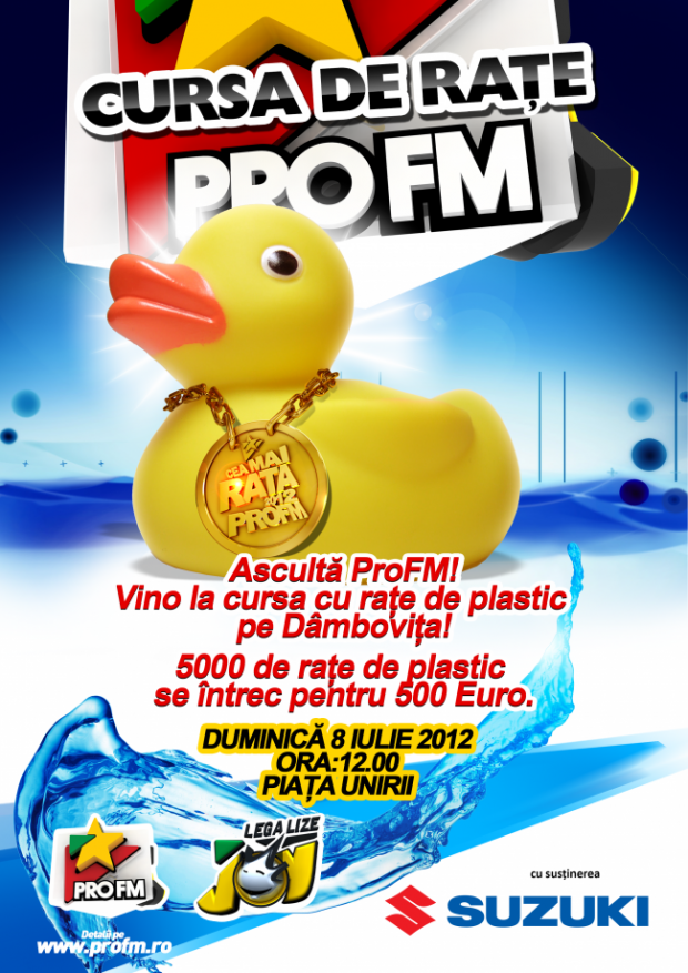 ProFM si Suzuki dau iar cu Rata-n Dambovita. Cursa cu rate de plastic revine la Bucuresti