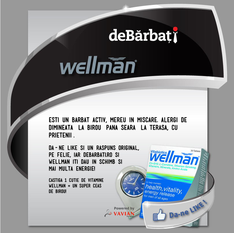 Castiga 1 cutie de vitamine WELLMAN + un super ceas de birou! VEZI ce trebuie sa faci: