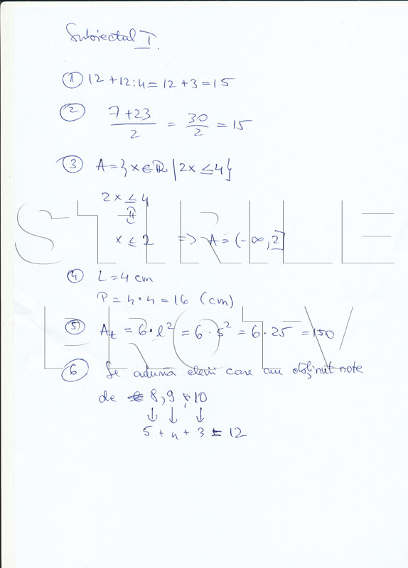 EVALUARE NATIONALA 2012: Rezolvare subiecte matematica