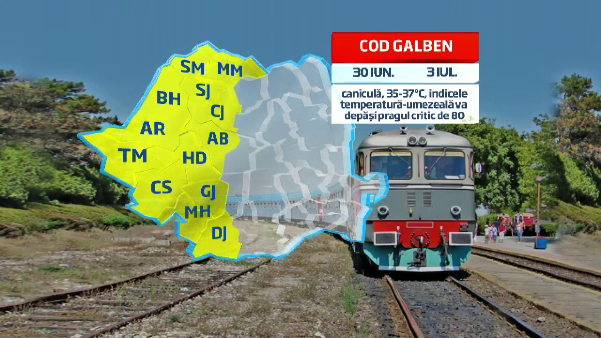 Codul galben de canicula da peste cap circulatia pe calea ferata. Intarzieri de zeci de minute