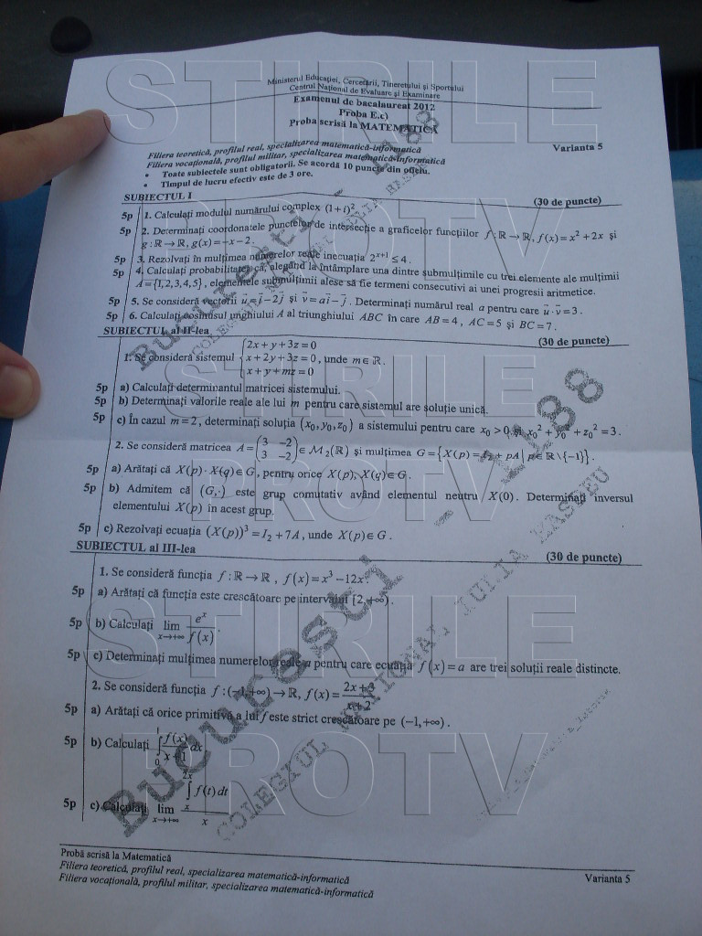 Subiecte BAC matematica