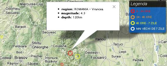 Cutremur cu magnitudinea 4,3 pe scara Richter, inregistrat joi dimineata, in Vrancea
