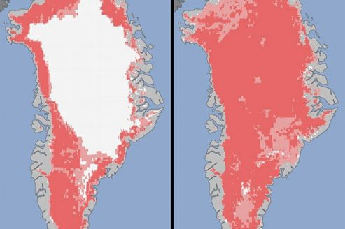 HARTA care ne INGRIJOREAZA cand o vedem: Calota glaciara a Groenlandei s-a topit aproape in intregime! VIDEO