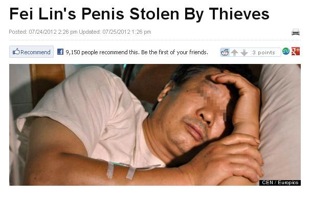 Caz bizar in China. Un barbat sustine ca hotii i-au taiat penisul in somn