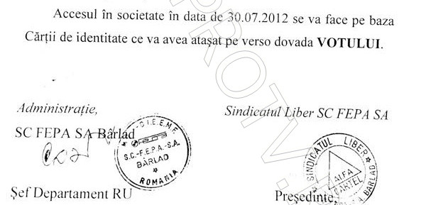Angajatii uzinei FEPA Barlad sunt obligati sa mearga la referendum, daca vor sa mai lucreze