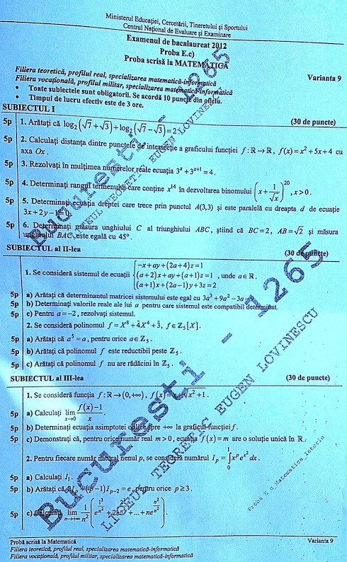 mate info bac subiecte